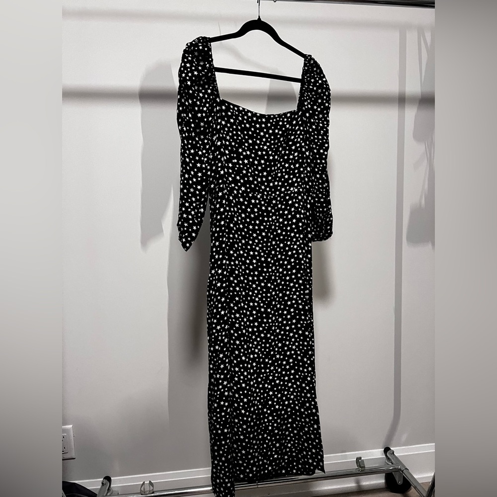 Puff Sleeve Maxi Dress with Side Slit